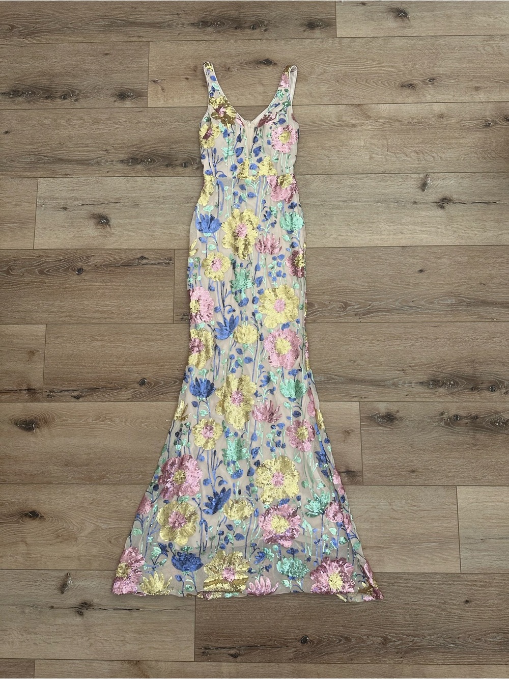 Sequin Floral Prom Gown Size Small | Luxury Evening Dress